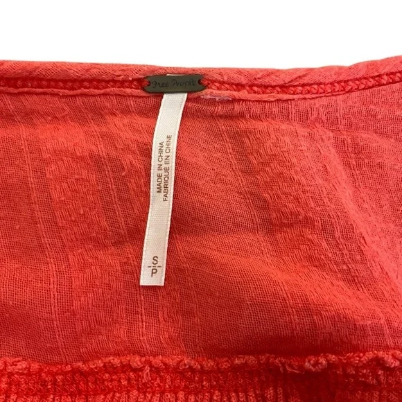 Free People Coral Boho Tunic Top Linen Blend Size S - Picture 5 of 8